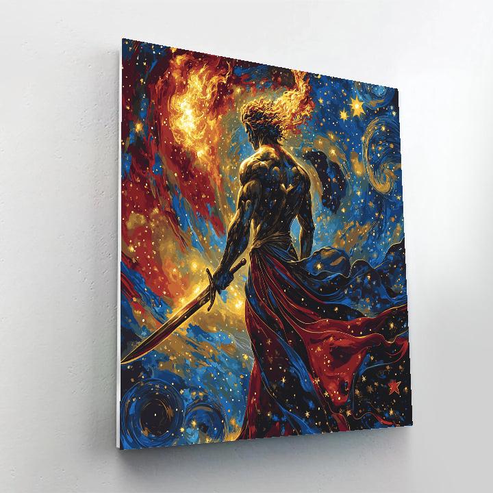 William Blake Inspired Cosmic Warrior paint by number