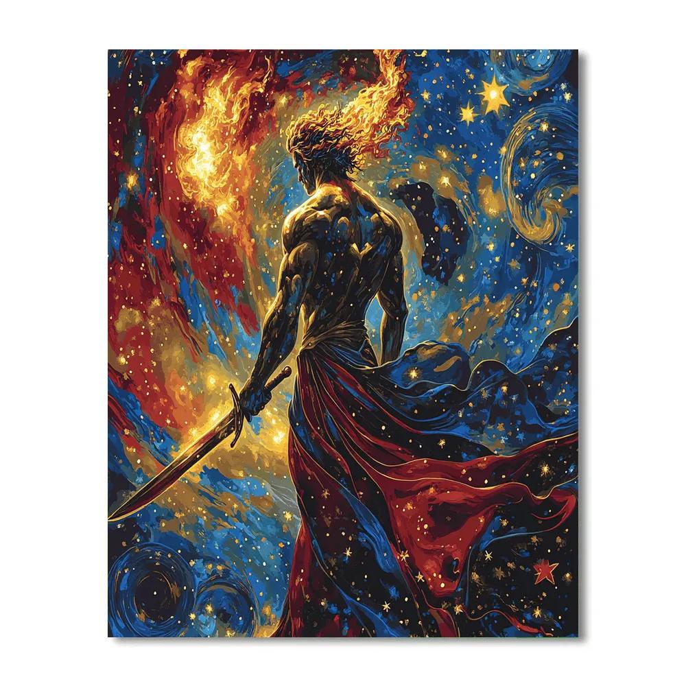 William Blake Inspired Cosmic Warrior paint by number