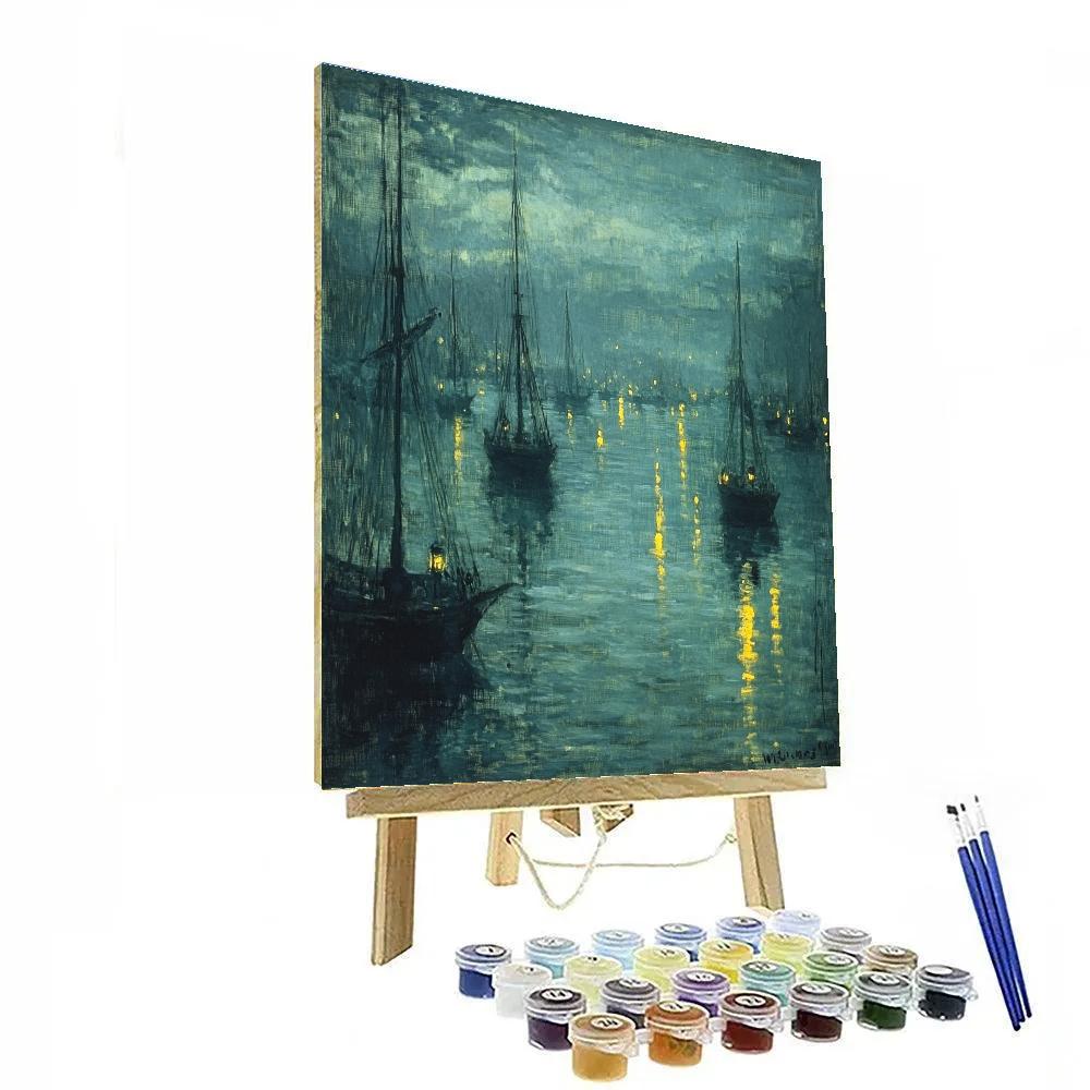 Whistler Inspired Foggy Harbor Nocturne painting number kit