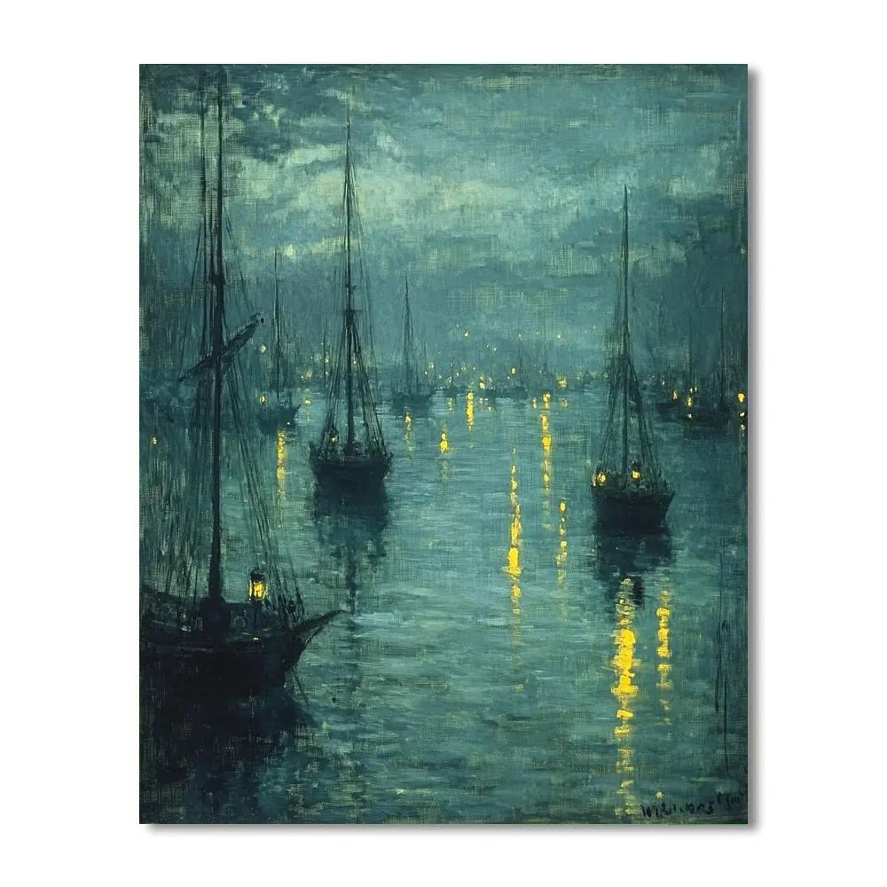 Whistler Inspired Foggy Harbor Nocturne painting number kit