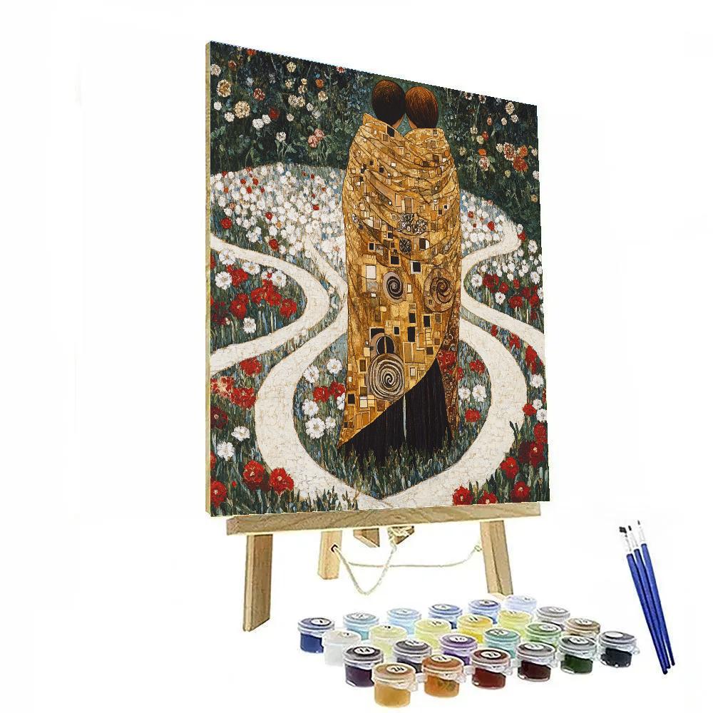 Klimt Inspired Golden Lovers In A Garden DIY paint by numbers