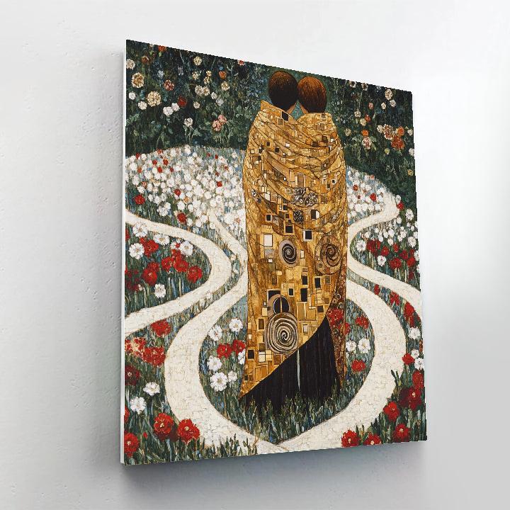 Klimt Inspired Golden Lovers In A Garden DIY paint by numbers