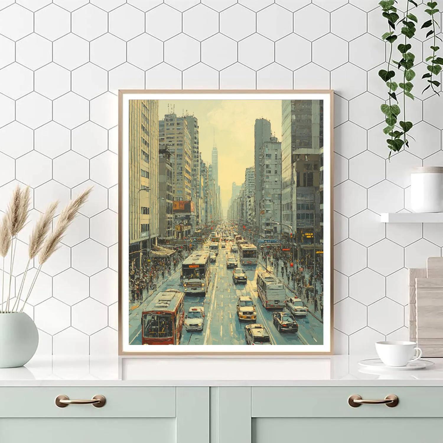 Sao Paulo Paulista Avenue Canyon Sao Paulo Brazil painting number kit