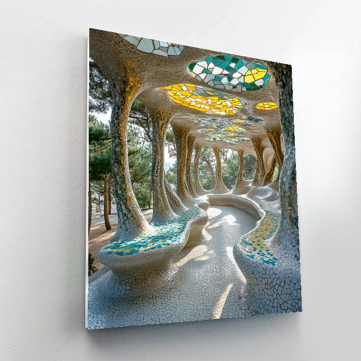Gaudi Inspired Organic Park Pavilion Paint by numbers art