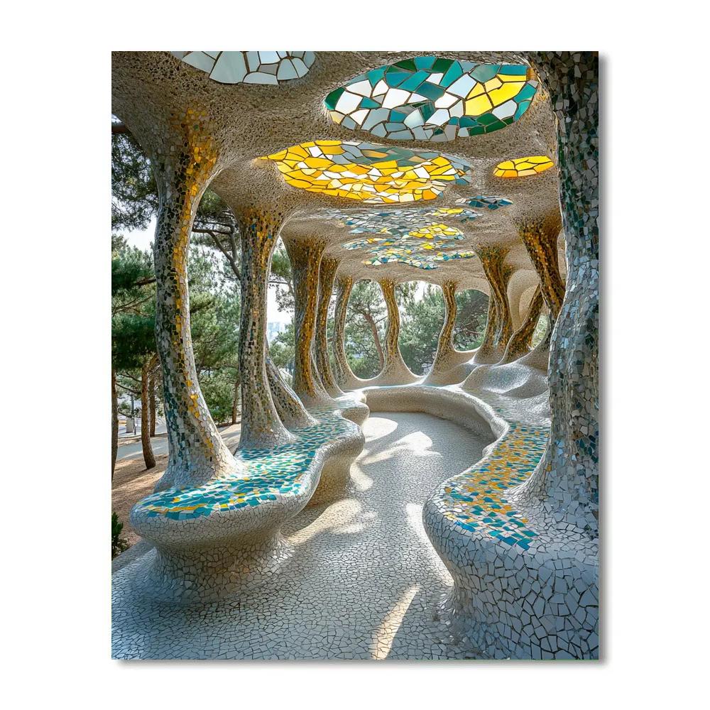 Gaudi Inspired Organic Park Pavilion Paint by numbers art