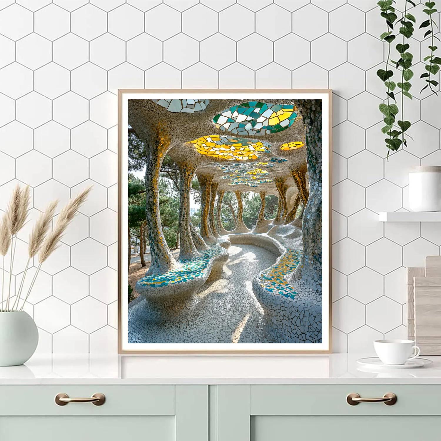 Gaudi Inspired Organic Park Pavilion Paint by numbers art