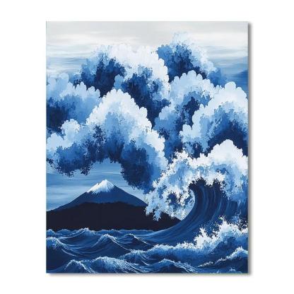 Hokusai Inspired Great Wave Of Clouds paint by numbers