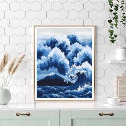 Hokusai Inspired Great Wave Of Clouds paint by numbers