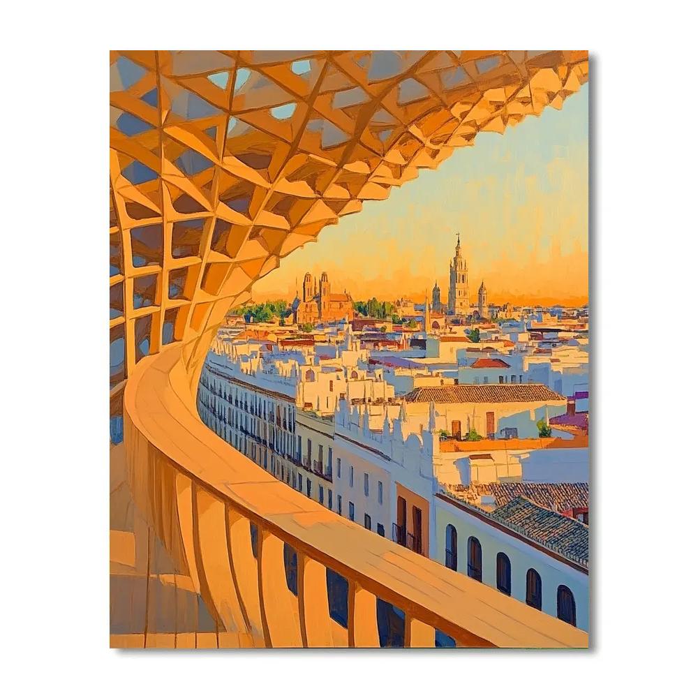 Historic Center Skyline From Metropol Parasol Seville Spain DIY paint by numbers