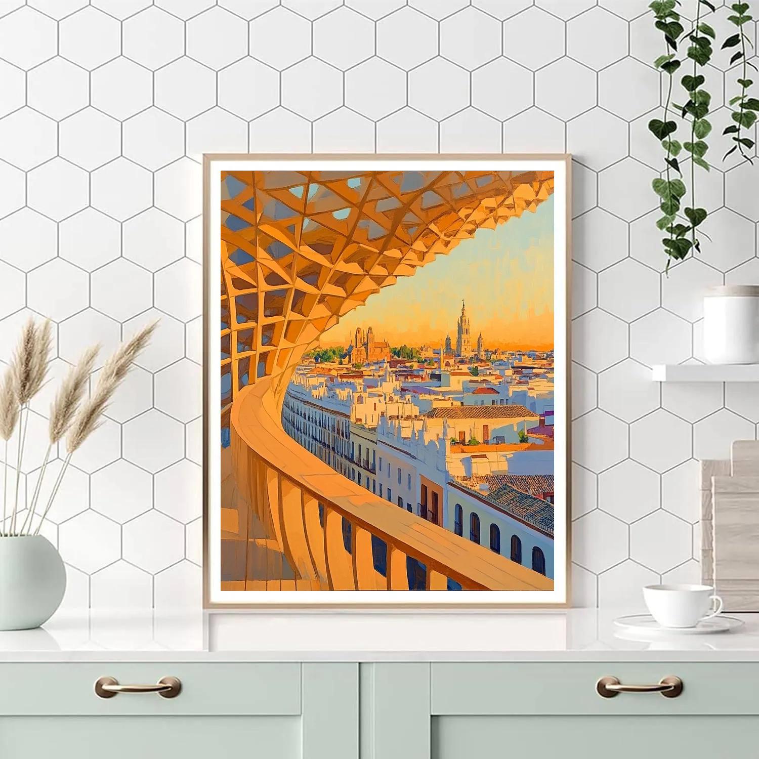 Historic Center Skyline From Metropol Parasol Seville Spain DIY paint by numbers
