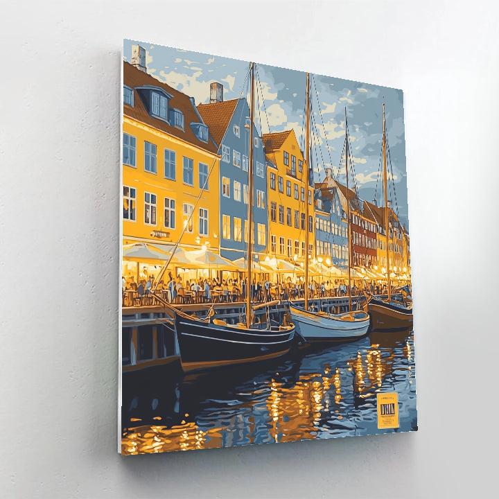 Summer Evening At Nyhavn Copenhagen Denmark painting number kit