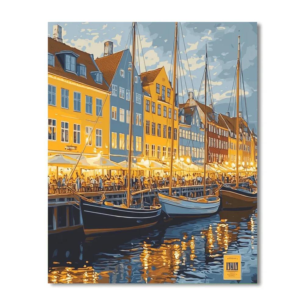 Summer Evening At Nyhavn Copenhagen Denmark painting number kit