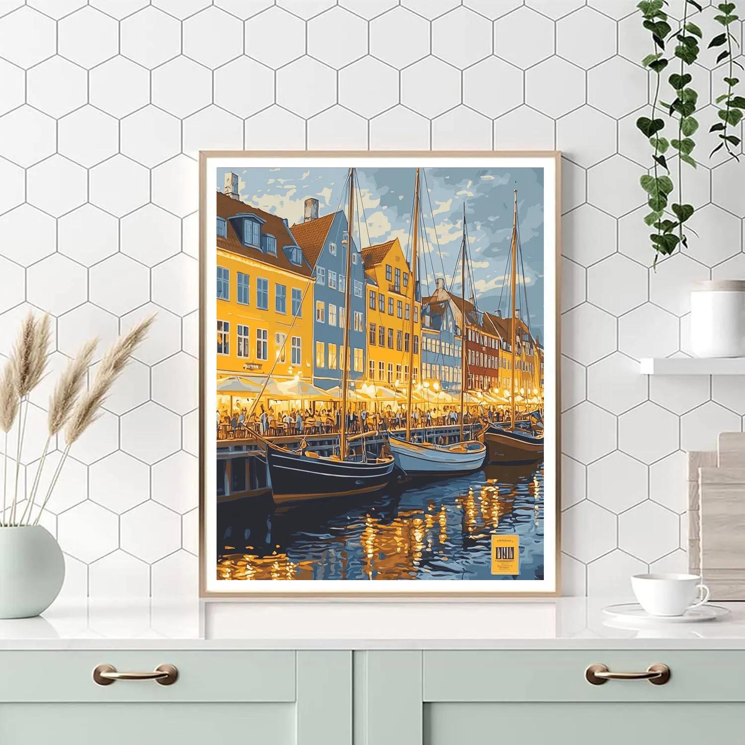 Summer Evening At Nyhavn Copenhagen Denmark painting number kit