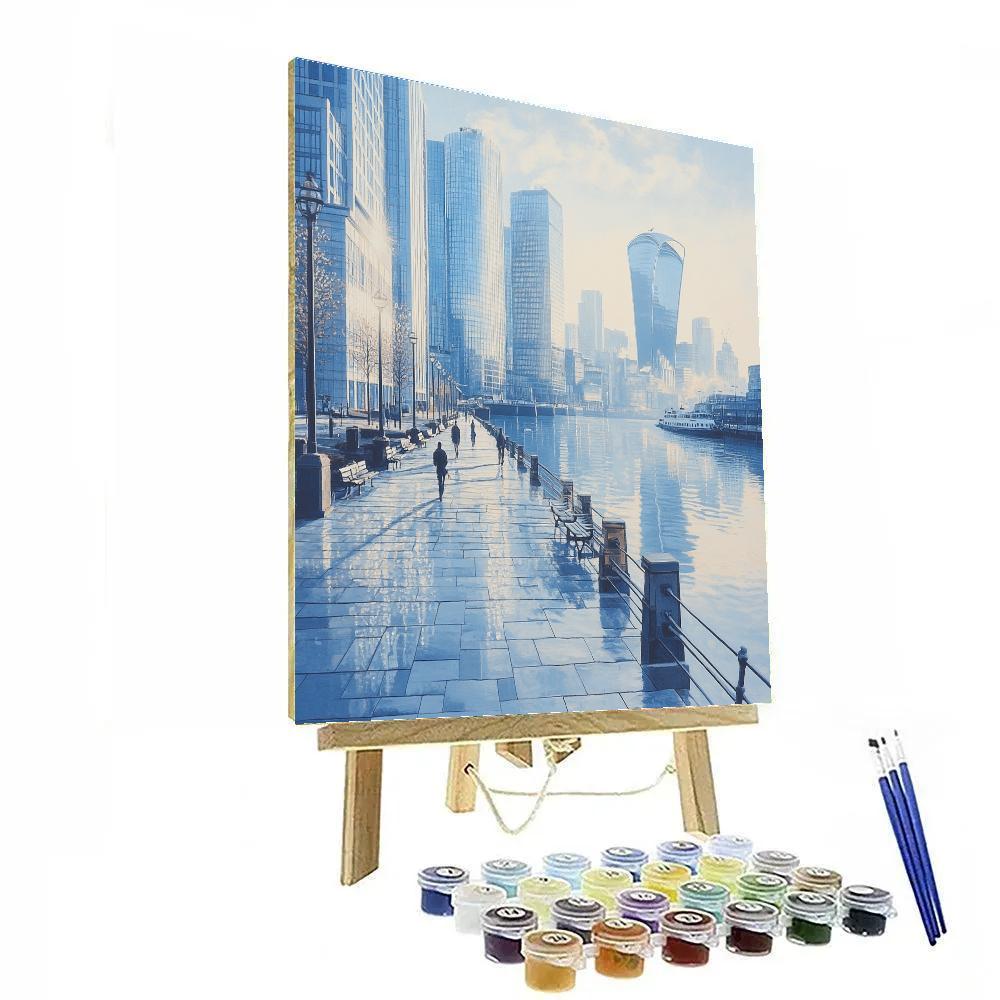 Mirrored Skyline At Canary Riverside London United Kingdom painting number kit