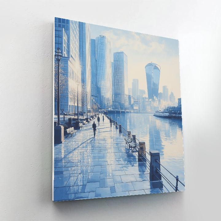 Mirrored Skyline At Canary Riverside London United Kingdom painting number kit
