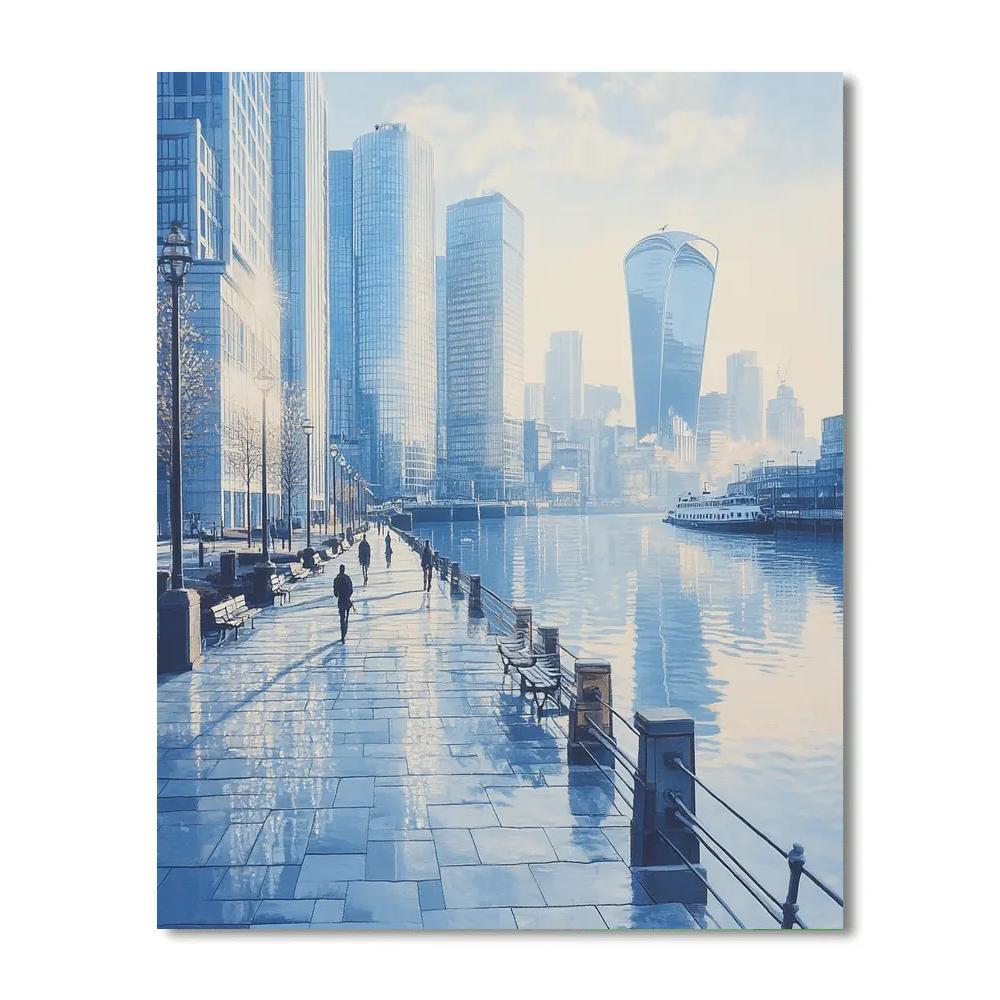 Mirrored Skyline At Canary Riverside London United Kingdom painting number kit
