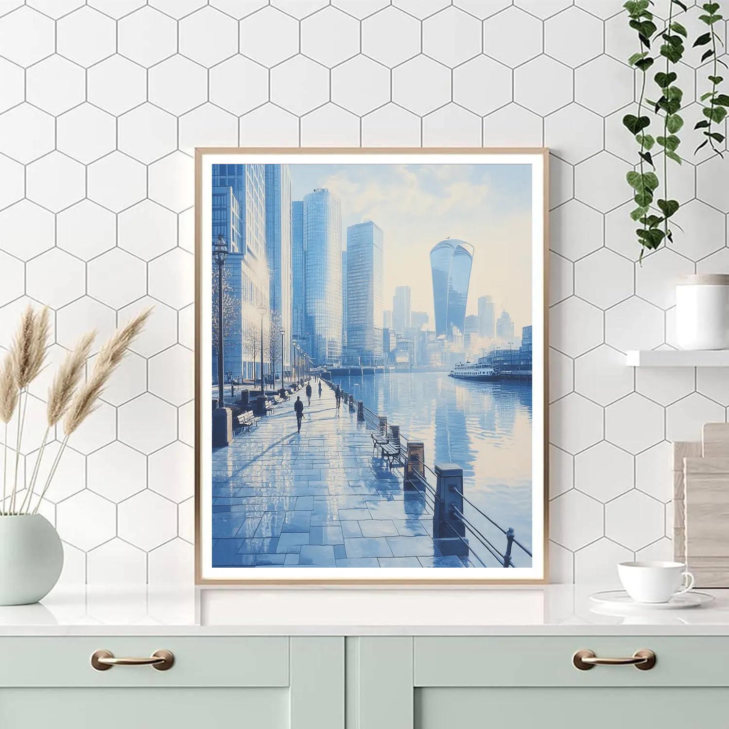 Mirrored Skyline At Canary Riverside London United Kingdom painting number kit