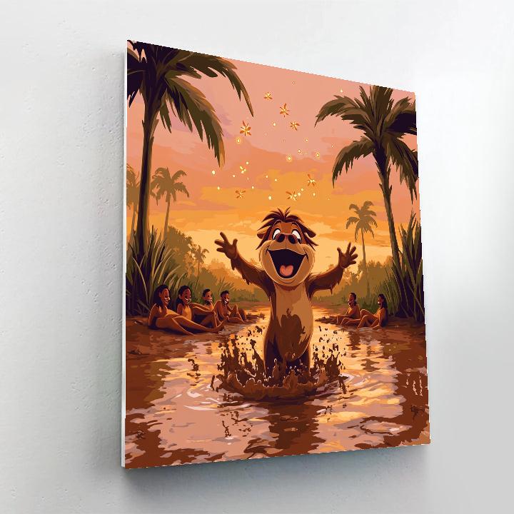 Pumbaa Sunset Mud Party Disney Inspired Paint by numbers kits