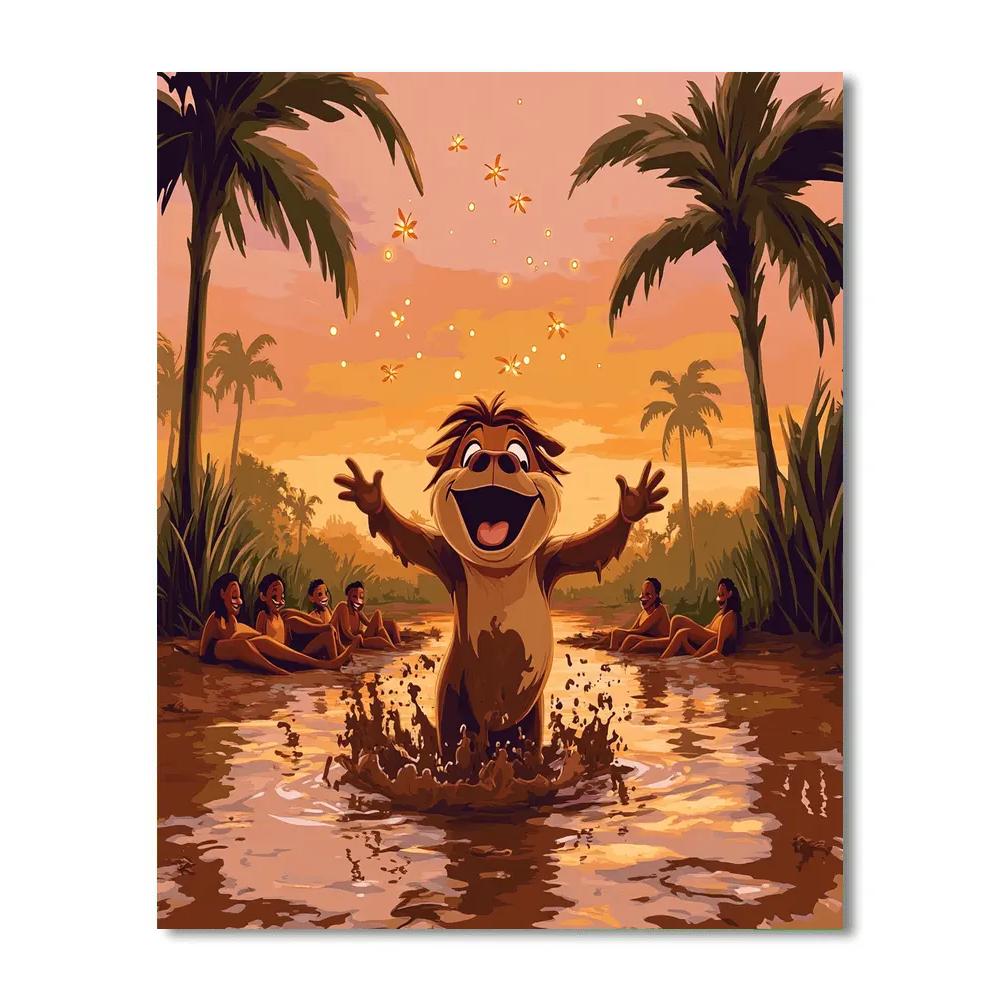 Pumbaa Sunset Mud Party Disney Inspired Paint by numbers kits