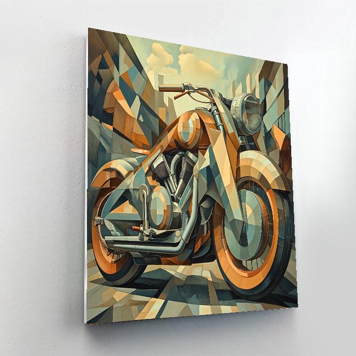 Picasso Inspired Cubist Vintage Motorcycle Number painting