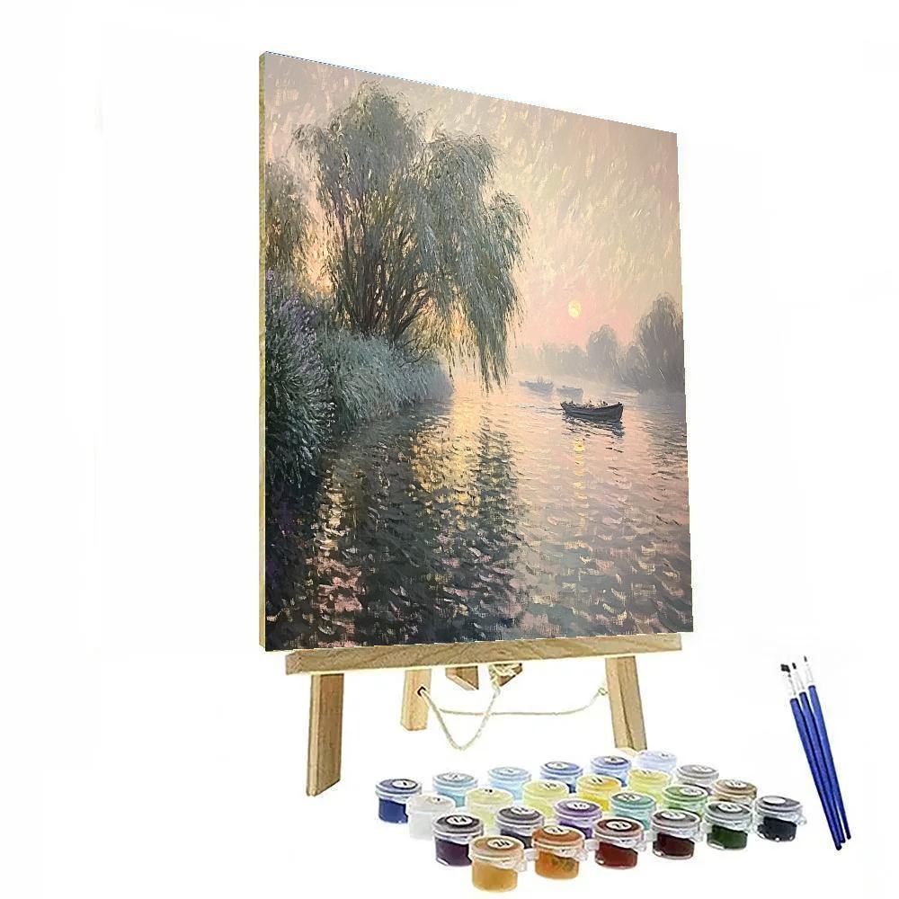 Monet Inspired Morning River Mist Number painting