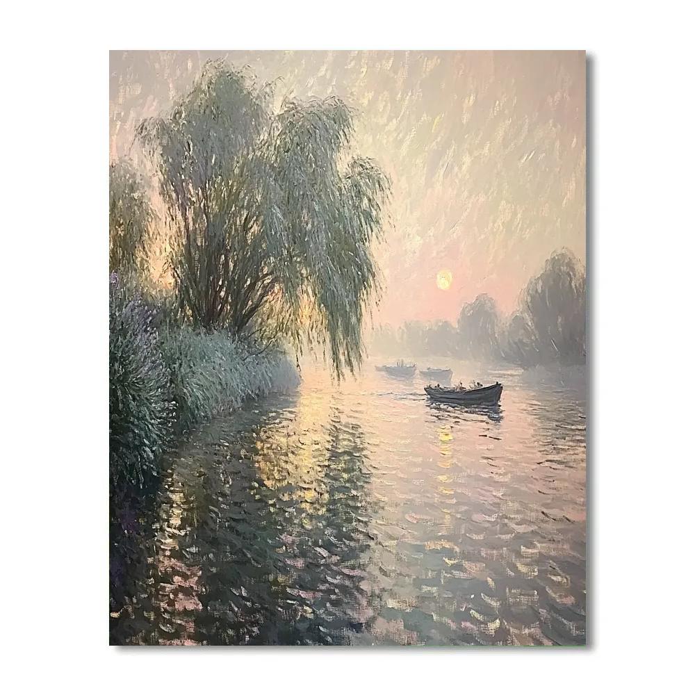 Monet Inspired Morning River Mist Number painting