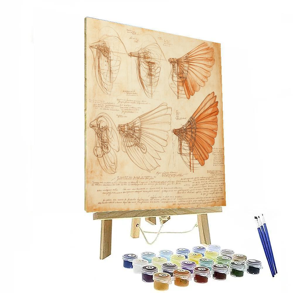 Leonardo Da Vinci Inspired Study Of Mechanical Wings Painting by numbers kit