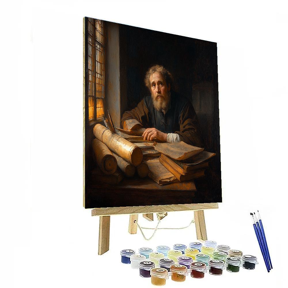 Rembrandt Inspired Portrait Of A Scholar At Dawn painting number kit
