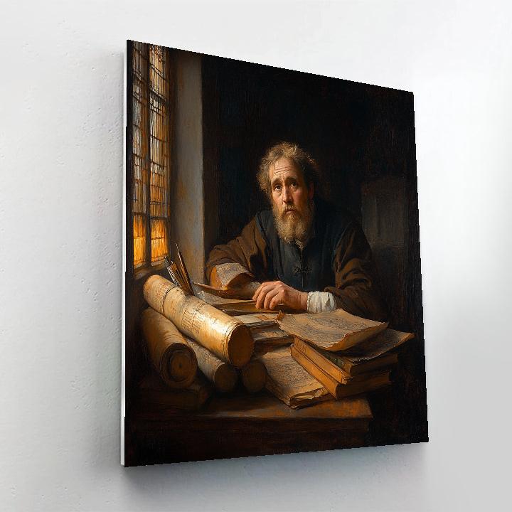Rembrandt Inspired Portrait Of A Scholar At Dawn painting number kit