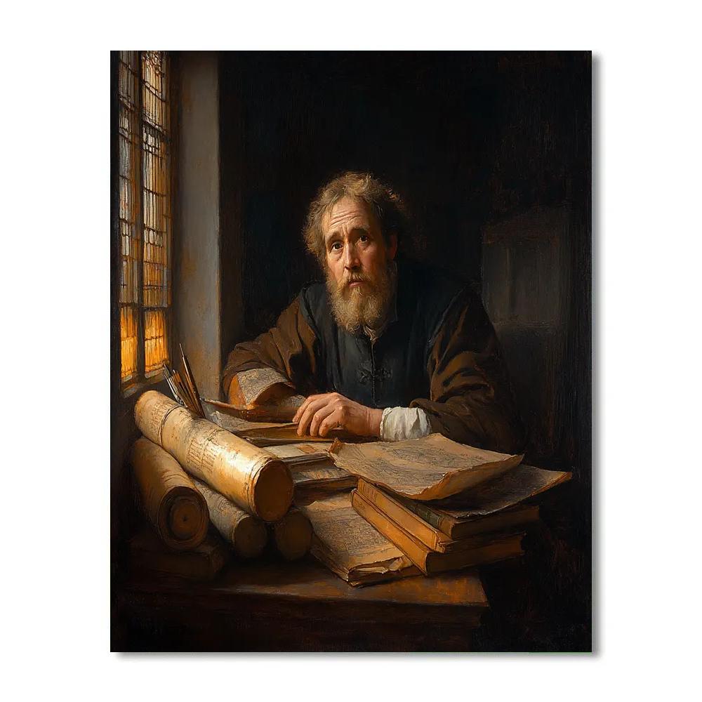 Rembrandt Inspired Portrait Of A Scholar At Dawn painting number kit