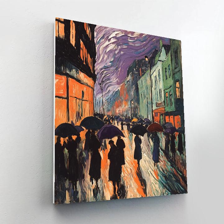 Edvard Munch Inspired Rainy City Anxiety Numbered painting kits