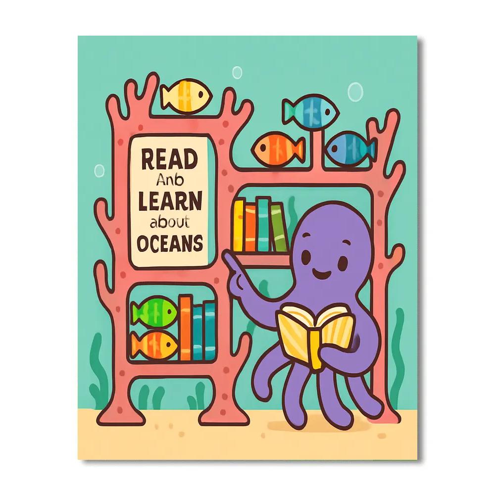 Coral Library And The Octopus Librarian DIY paint by numbers