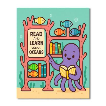 Coral Library And The Octopus Librarian DIY paint by numbers