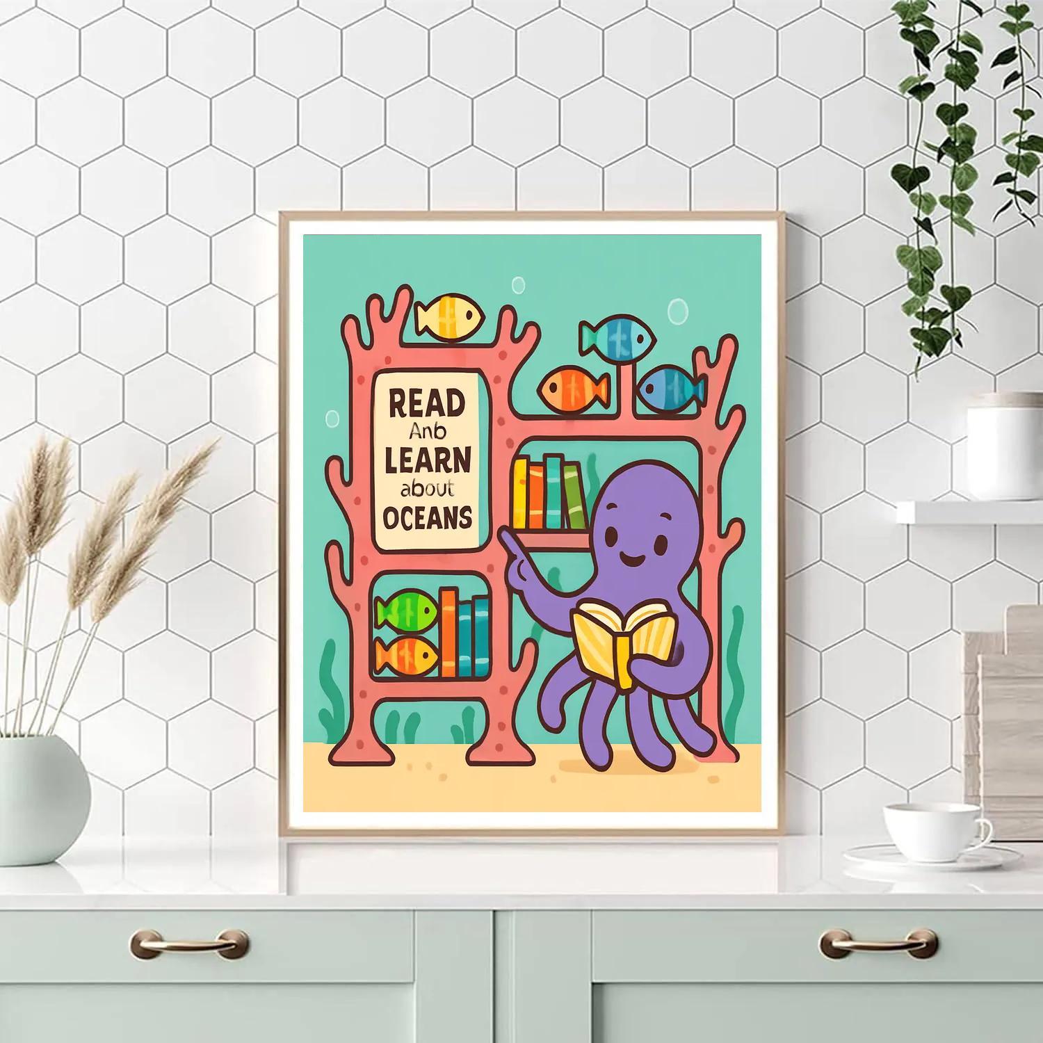 Coral Library And The Octopus Librarian DIY paint by numbers