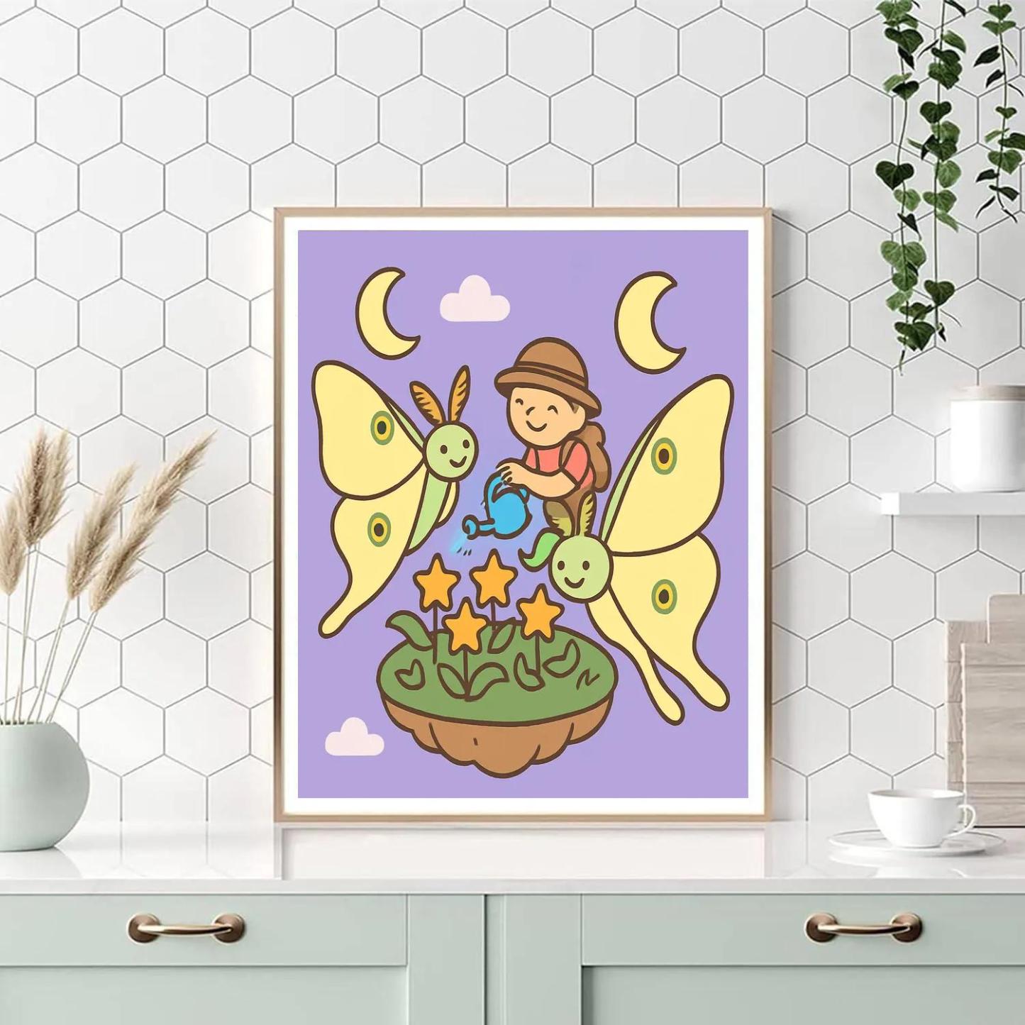 The Floating Garden Of Moon Moths paint by numbers