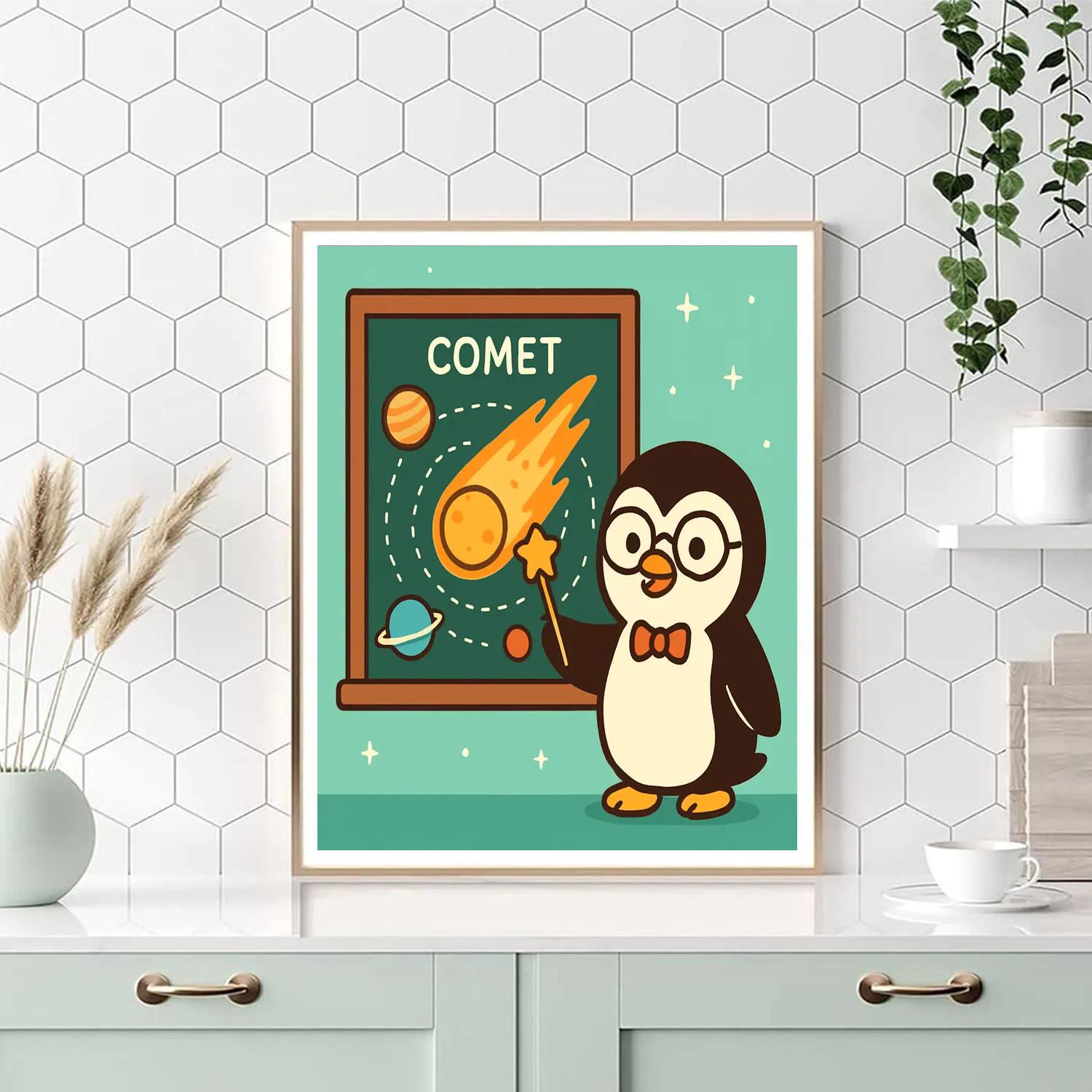 Comet Classroom Penguin DIY paint by numbers