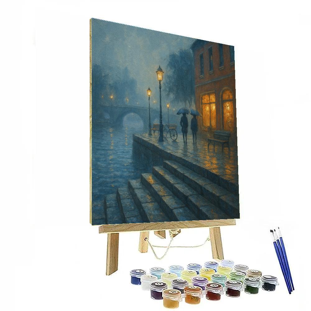 Lantern Mist Over The Riverside Steps paint by numbers