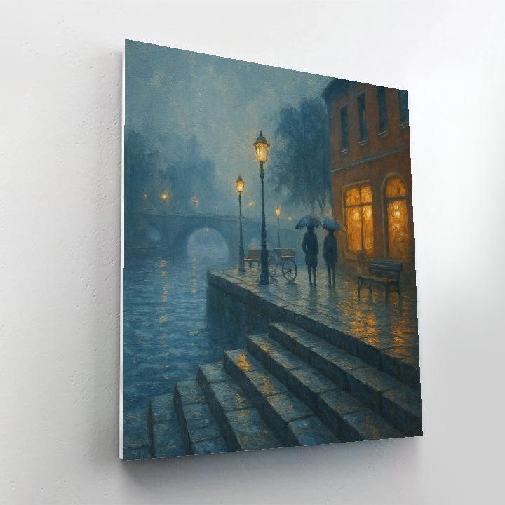 Lantern Mist Over The Riverside Steps paint by numbers