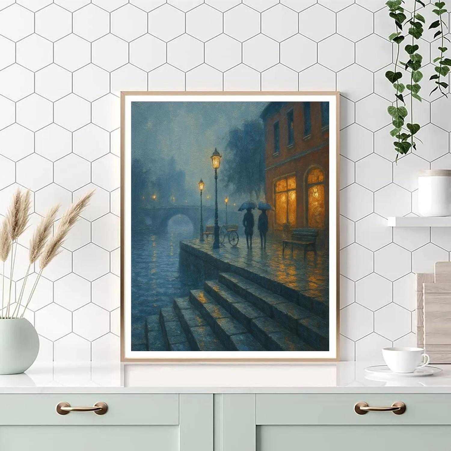 Lantern Mist Over The Riverside Steps paint by numbers
