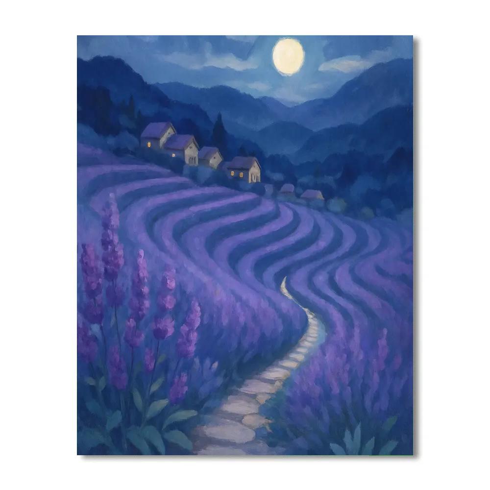 Moonlit Terraces Of The Lavender Highlands painting number kit