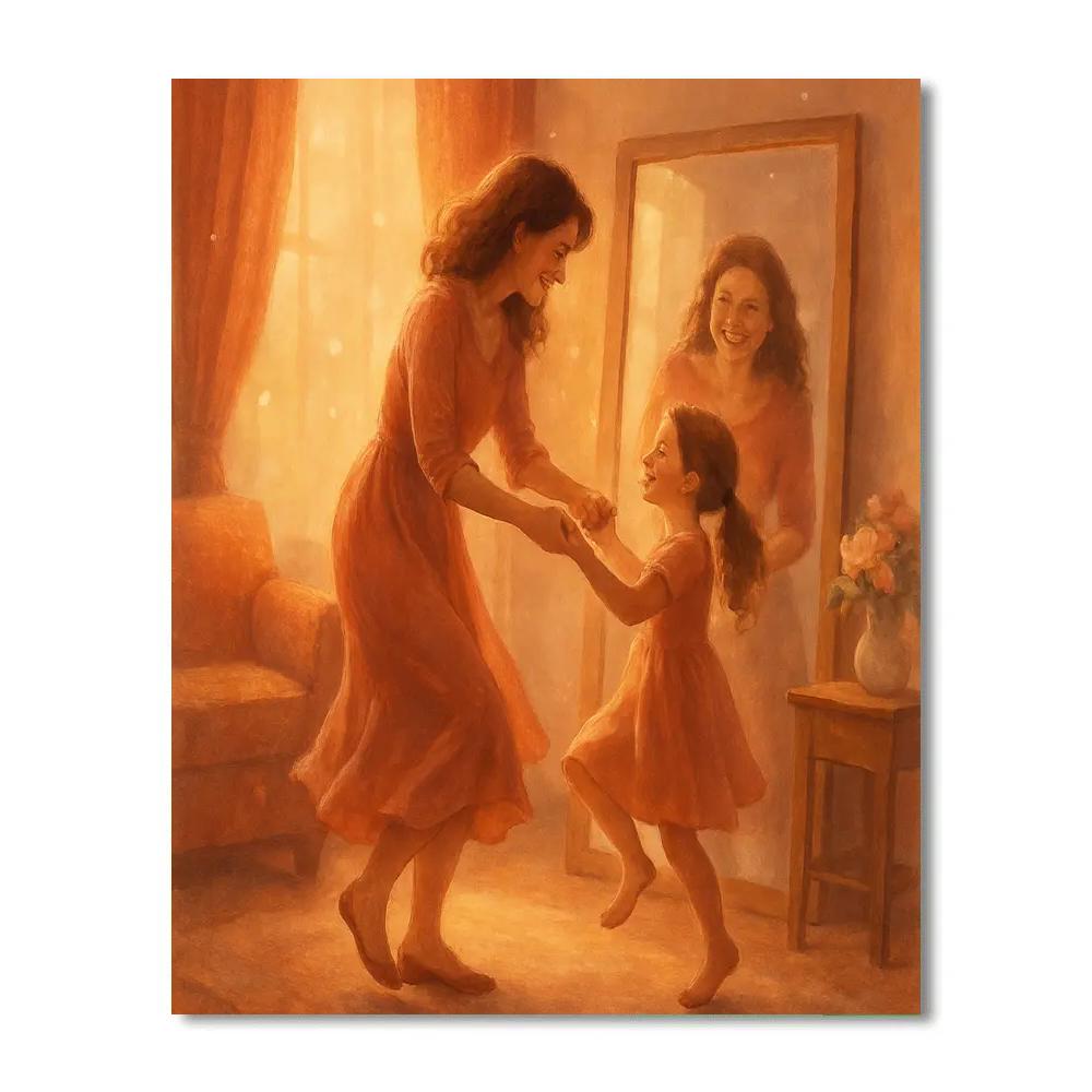 Mirror Dance Lesson With Mom paint by color