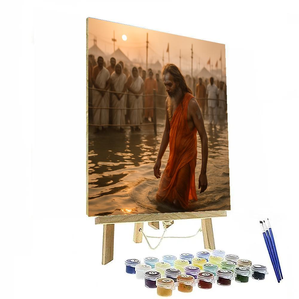 Kumbh Mela Dawn Dip At Triveni Sangam paint by number