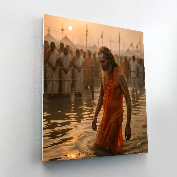Kumbh Mela Dawn Dip At Triveni Sangam paint by number
