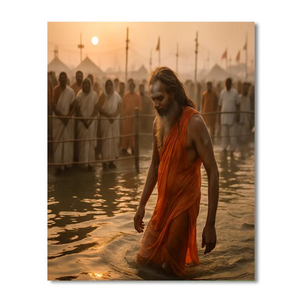 Kumbh Mela Dawn Dip At Triveni Sangam paint by number