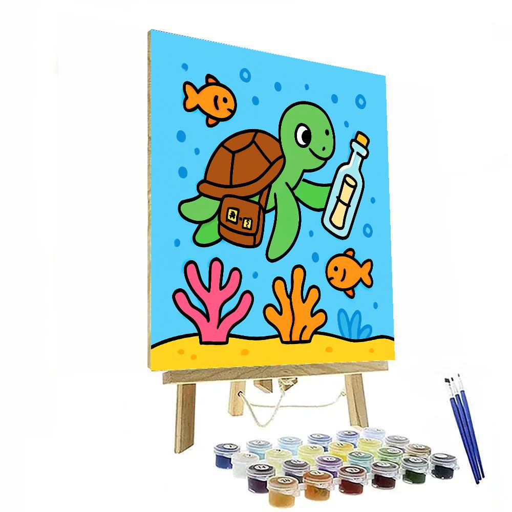 Coral Reef Mail Delivery Turtle painting number kit