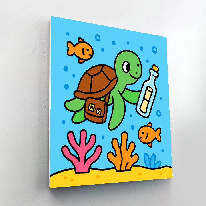 Coral Reef Mail Delivery Turtle painting number kit
