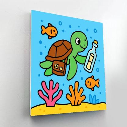 Coral Reef Mail Delivery Turtle painting number kit