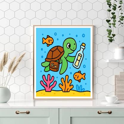 Coral Reef Mail Delivery Turtle painting number kit