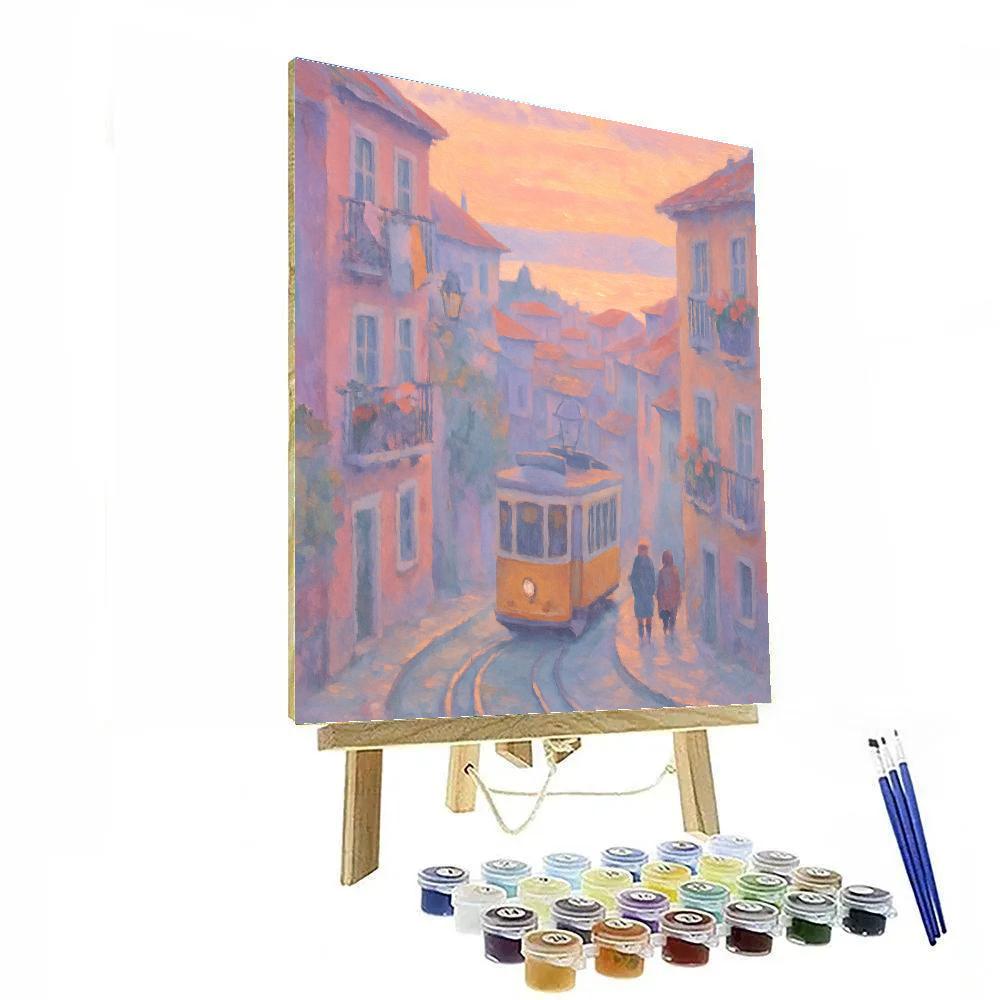 Apricot Dawn Above The Hilltop Tram DIY paint by numbers