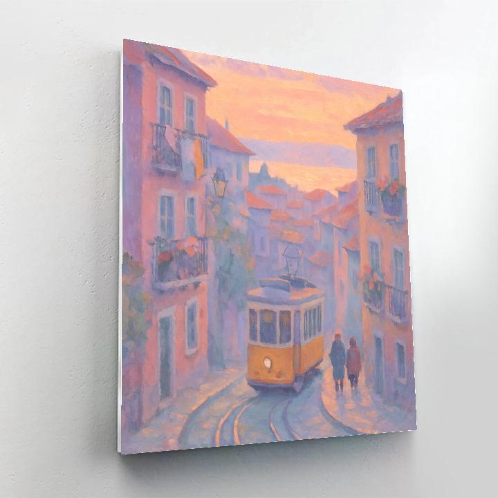 Apricot Dawn Above The Hilltop Tram DIY paint by numbers